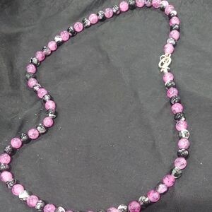 Purple and Black Beaded Necklace